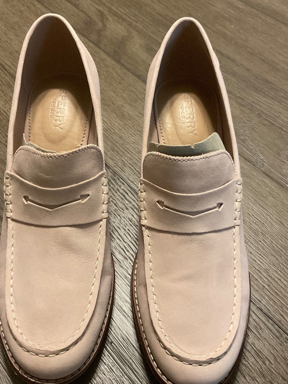 Sperry Womens Heeled Pennyloafer in Rose Pink Suede Leather Sz 9.5